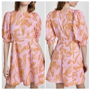 STINE GOYA CELINA DRESS - STROKE FLOWER - ATTERLEY IN PINK Women's Medium‎